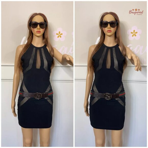 Authentic Gucci Web Canvas Brown Leather Silver Interlocking G Buckle Belt 85/34 - Picture 4 of 12